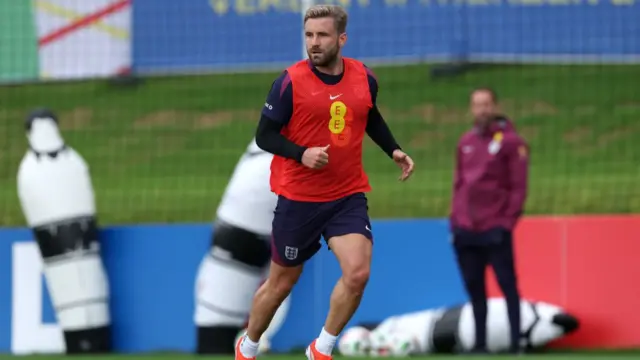 Luke Shaw training for England