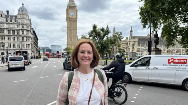 Lola McEvoy, one of the new Labour MPs, arrives in Westminster to take her pass and locker, 8 July 2024