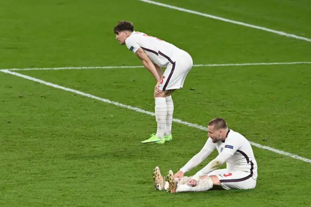 John Stones and Luke Shaw during the Euro 2020 final defeat to Italy