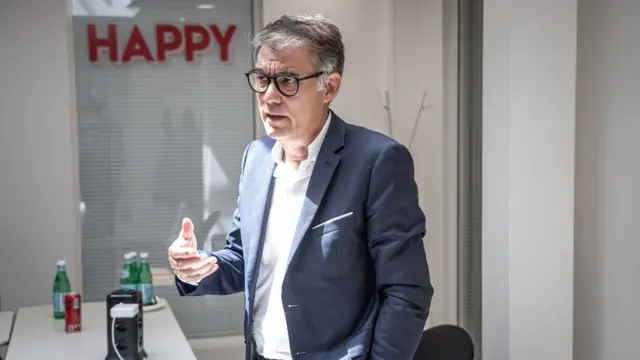 French Socialist Party (Parti socialiste, PS) First Secretary Olivier Faure during an interview with Spanish news agency EFE in Paris, France, 04 July 2024