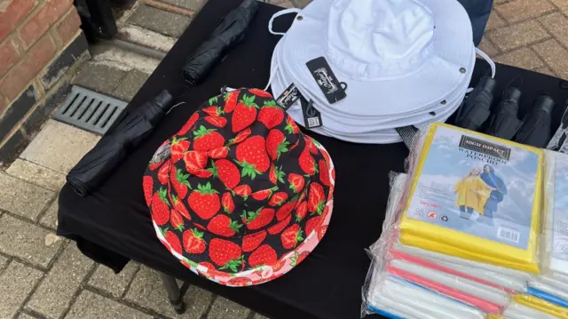 A hat printed with strawberries