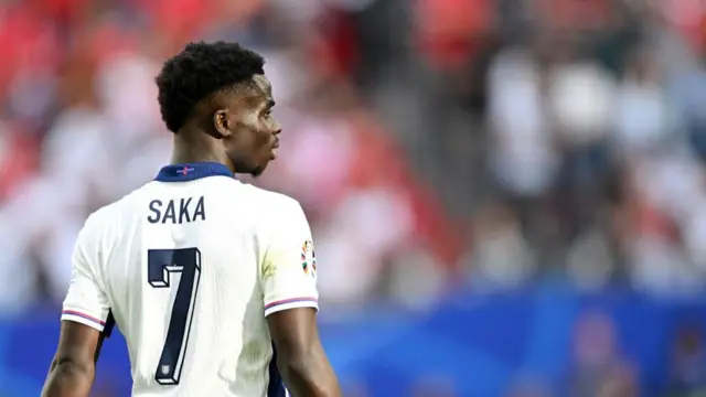 Bukayo Saka of England during the UEFA EURO 2024 quarter-final match between England and Switzerland at Dusseldorf Arena on July 6, 2024 in Dusseldorf, Germany