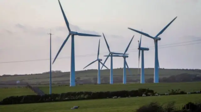 On shore wind farm in England's countryside