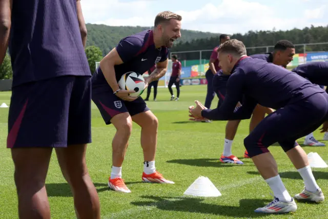 Luke Shaw in training with England