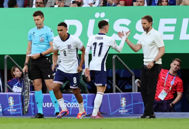 Trent Alexander-Arnold, Phil Foden and Gareth Southgate