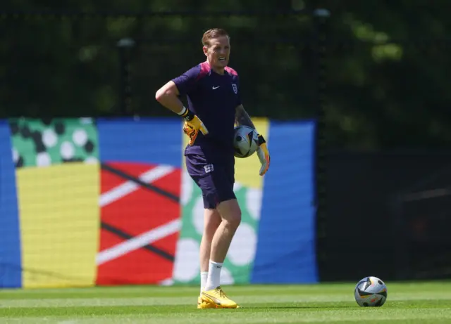 England's Jordan Pickford during training