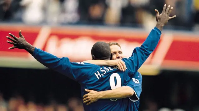 Bolo Zenden and Jimmy Floyd Hasselbaink during their days playing together at Chelsea