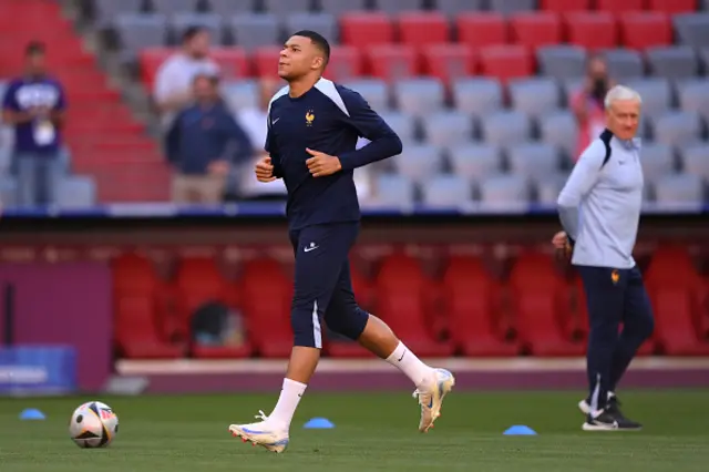 Kylian Mbappe of France during a France training session