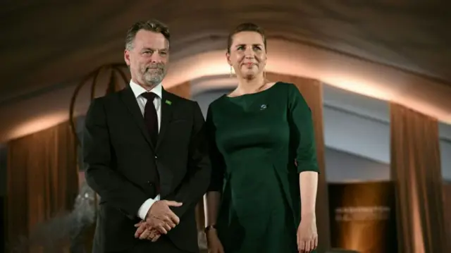 Denmark's Prime Minister Mette Frederiksen and her husband Bo Tengberg