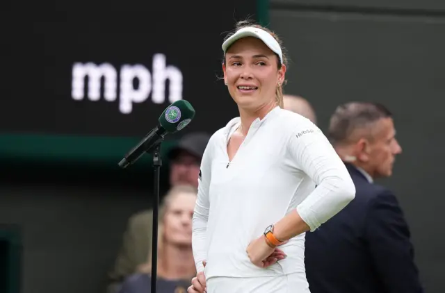 Donna Vekic speaking during her on-court interview