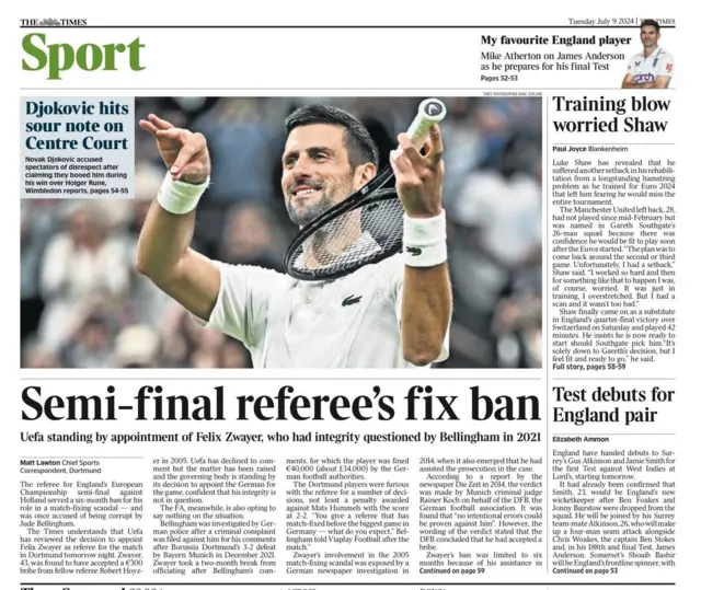 Times main sport page