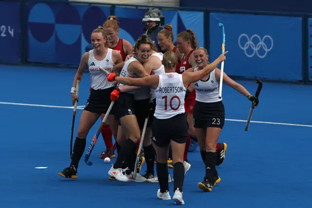 Britain's players celebrate their fifth goal