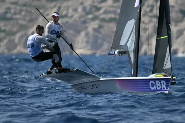 Great Britain sailors James Peters and Fynn Sterritt in men's skiff at 2024 Paris Olympics