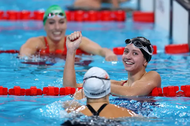 Kate Douglass of Team United States celebrates