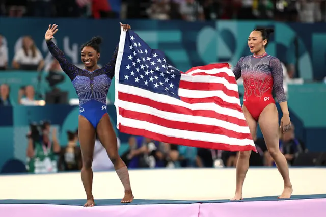 ) Gold medalist Simone Biles and Bronze medalist Sunisa Lee