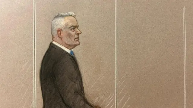 Court sketch of Huw Edwards in Westminster Magistrates' Court on 31st July 2024.