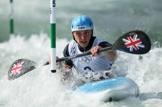 Joseph Clarke of Team Great Britain competes in the Men's Kayak Single Heats