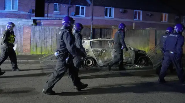 A burnt out car in Hartlepool last night