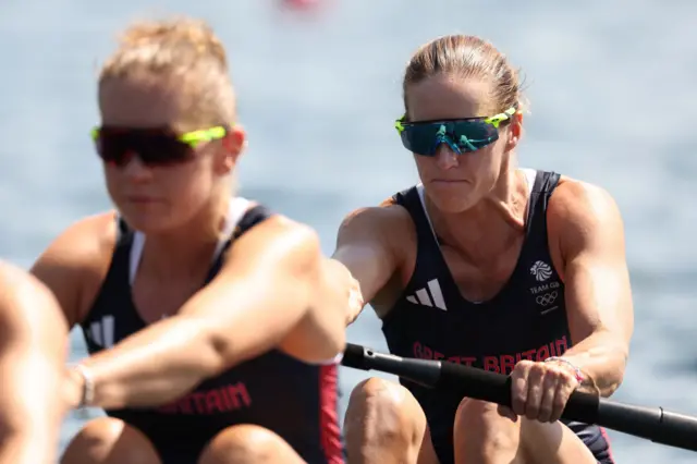 Team GB's Helen Glover as part of the women's four rowing