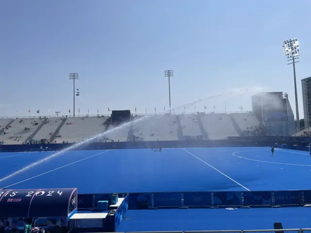 Water at the hockey stadium