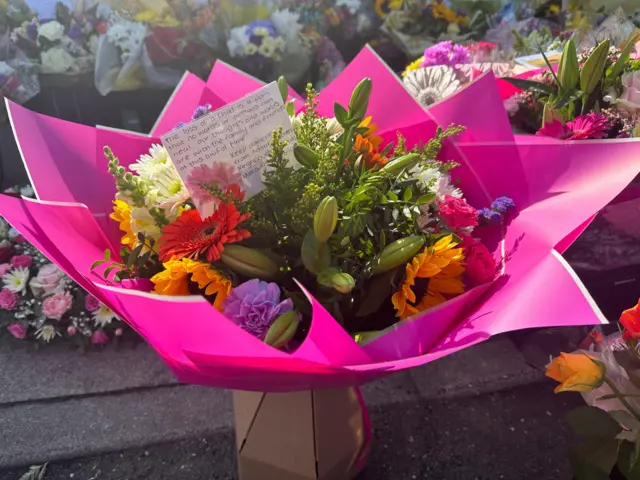 Flowers left near the scene of the Southport stabbing attack