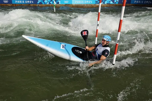 Joe Clarke takes part in the kayak semi-final