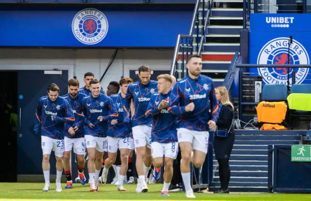 Rangers warming up at Hampden