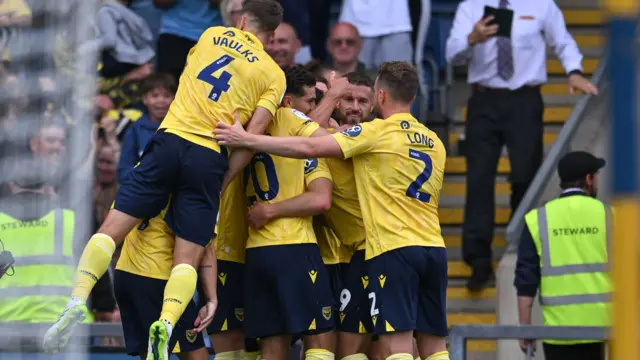 Oxford United celebrate scoring