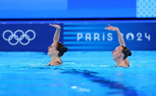 Anastasia Bayandina and Romane Lunel compete