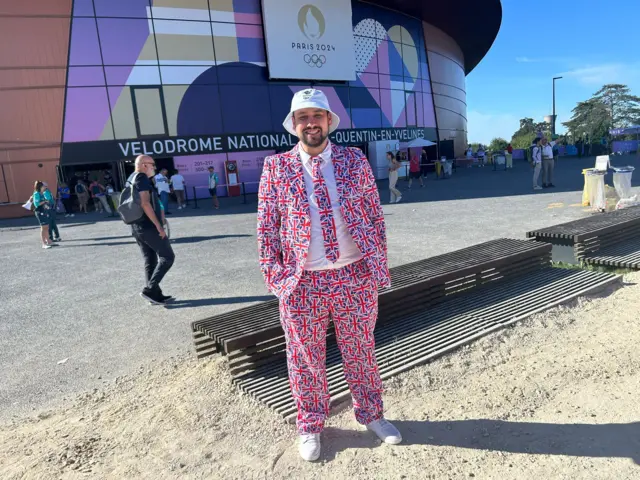 Thomas Wragg in a Union Jack suit