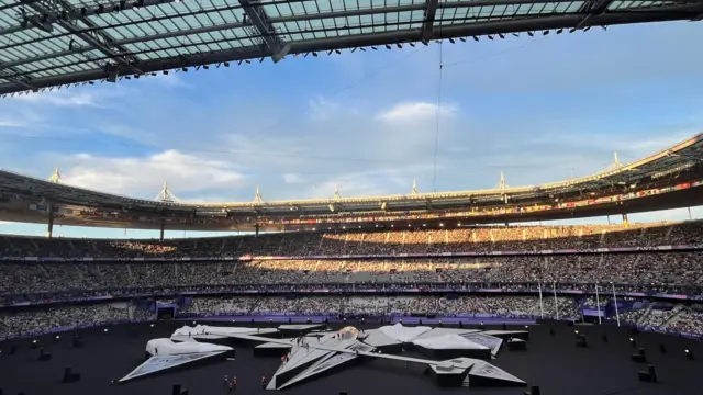 Wide shot of the Stade de France ahead of the Olympic closing ceremony