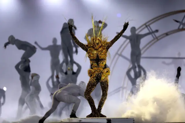 The Golden Voyager performs during the Closing Ceremony of the Olympic Games Paris 2024