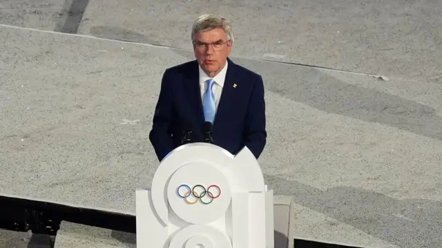 Thomas Bach speaks during the closing ceremony