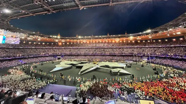 Athletes fill the Stade de France