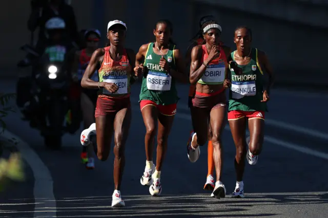 Tigst Assefa, Amane Beriso Shankule, Sharon Lokedi and Peres Jepchirchir