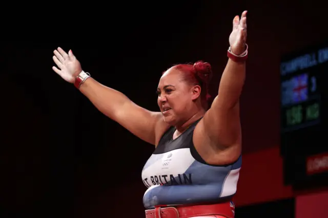 Emily Jade Campbell of Team Great Britain competes during the Weightlifting - Women's 87kg+