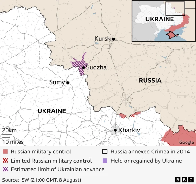 A map showing Ukraine