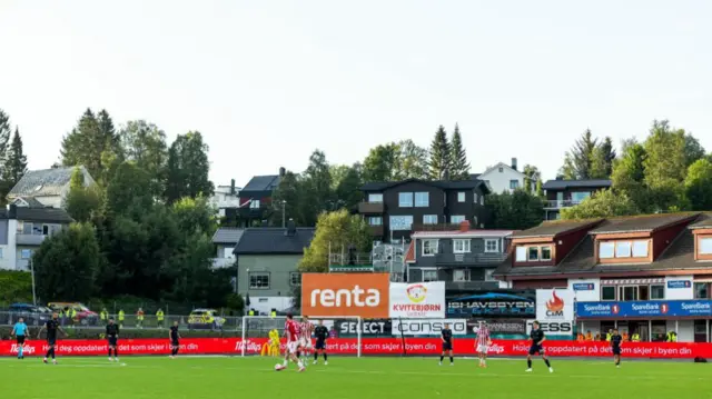 A general view of the match action during a UEFA Conference League qualifying match between Tromso and Kilmarnock at the Romssa Arena, on August 15, 2024, in Tromso, Norway. (Photo by Craig Foy / SNS Group)