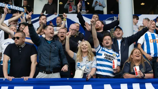 Kilmarnock fans during a UEFA Conference League qualifying match between Tromso and Kilmarnock at the Romssa Arena, on August 15, 2024, in Tromso, Norway. (Photo by Craig Foy / SNS Group)