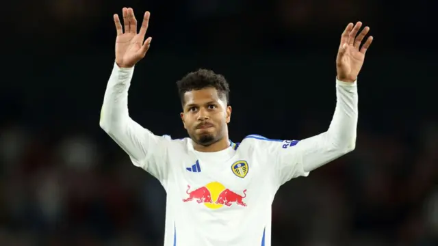 Georginio Rutter waves to the Leeds fans