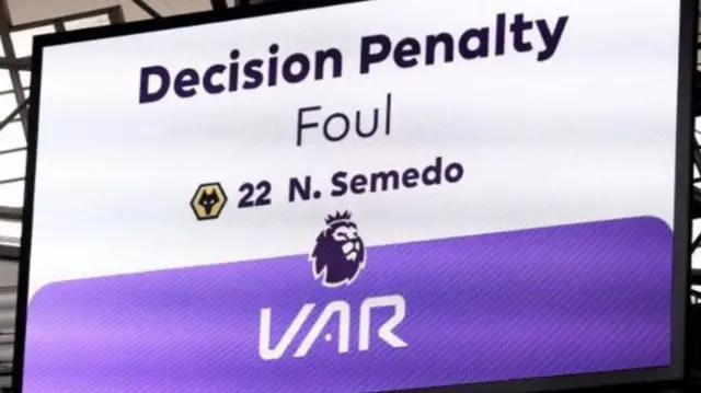 VAR screen at a Premier League game
