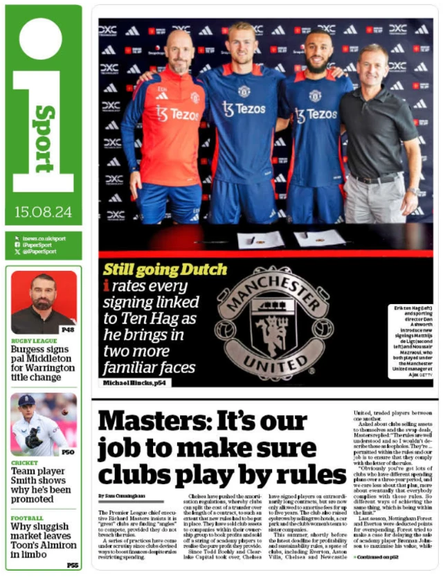 Back page of the i on 15 August 2024