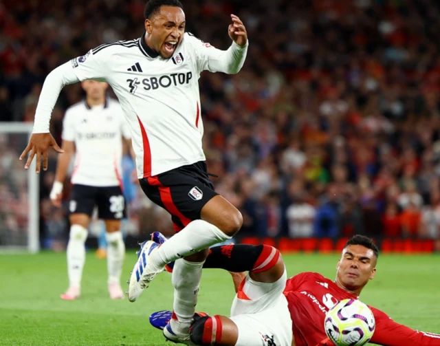 Manchester United's Casemiro in action with Fulham's Kenny Tete