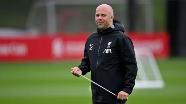 Arne Slot in Liverpool training before season opener