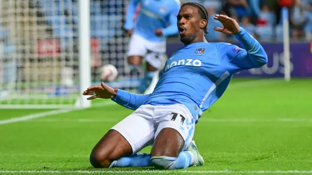 Haji Wright celebrates scoring