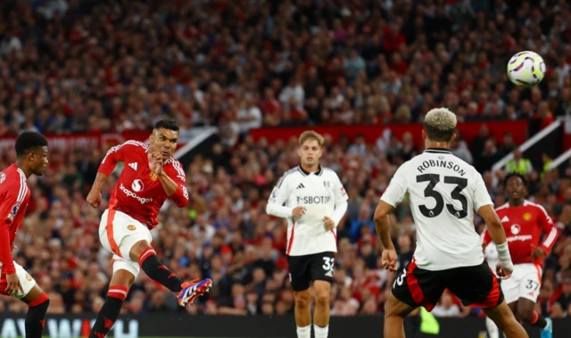 Manchester United's Casemiro shoots at goal