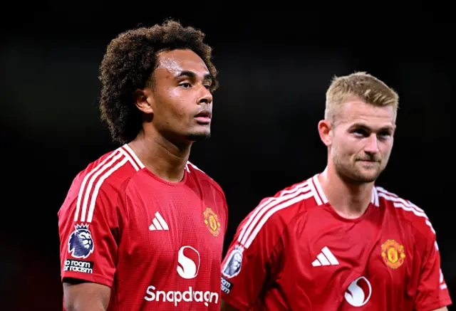 Joshua Zirkzee of Manchester United looks on as he celebrates