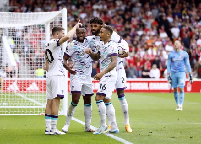 Semenyo is mobbed after scoring a late equaliser