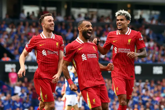 Diogo Jota, Mohamed Salah and Luis Diaz.