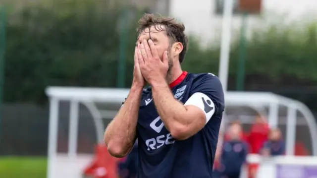 Ross County's Connor Randall looks dejected during a Premier Sports Cup last sixteen match between The Spartans and Ross County at Ainslie Park, on August 17, 2024, in Edinburgh, Scotland. (Photo by Mark Scates / SNS Group)